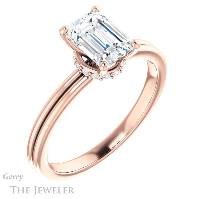 Emerald Cut Forever One Moissanite Engagement Ring #GTJ924-emerald-fb-r 4 Emerald Cut Forever Brilliant Moissanite Engagement Ring #GTJ924-emerald-fb-r