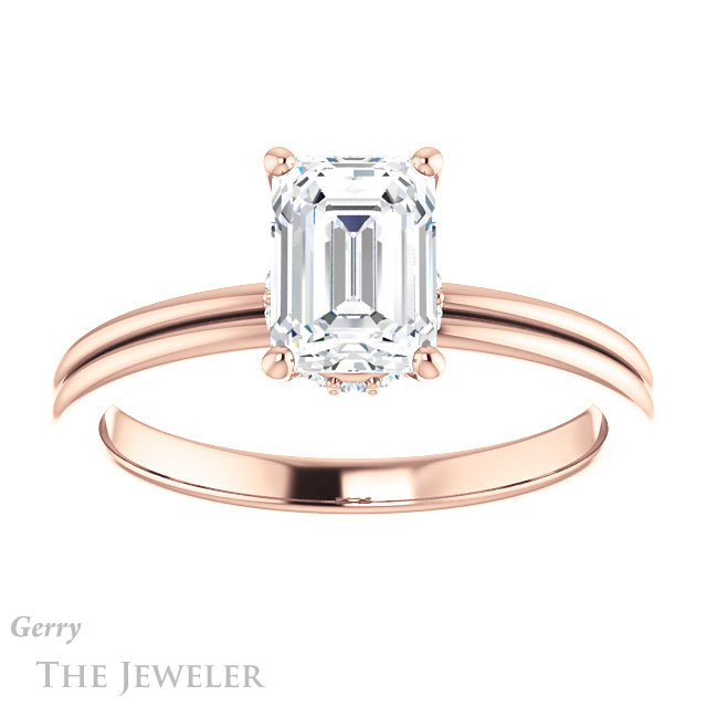 Emerald Cut Forever Brilliant Moissanite Engagement Ring #GTJ924-emerald-fb-r