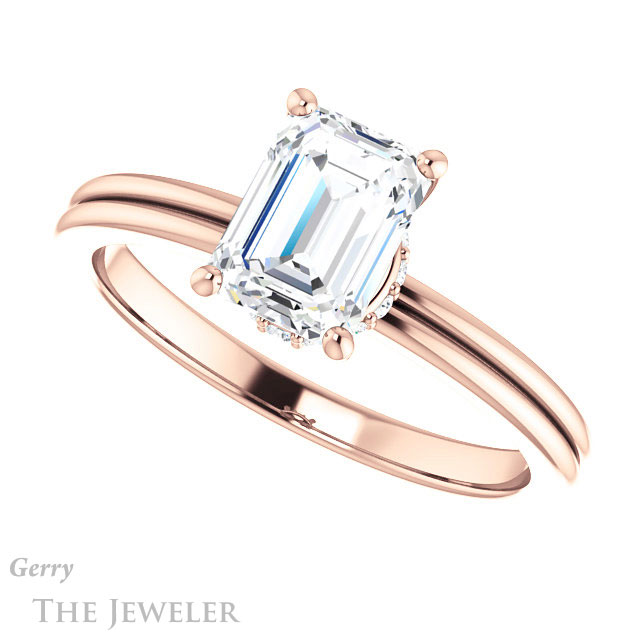 Emerald Cut Forever One Moissanite Engagement Ring #GTJ924-emerald-fb-r 5 Emerald Cut Forever Brilliant Moissanite Engagement Ring #GTJ924-emerald-fb-r