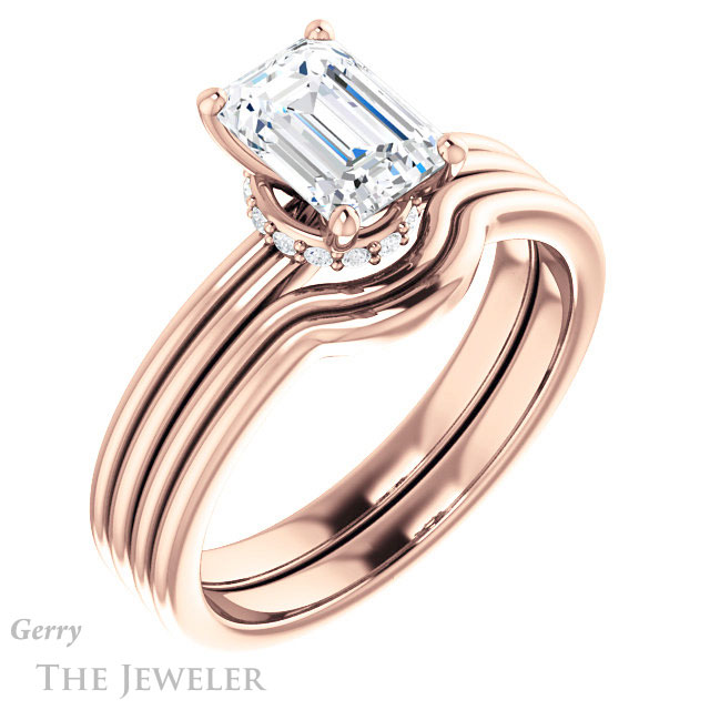 Emerald Cut Forever One Moissanite Engagement Ring #GTJ924-emerald-fb-r 6 Emerald Cut Forever Brilliant Moissanite Engagement Ring #GTJ924-emerald-fb-r