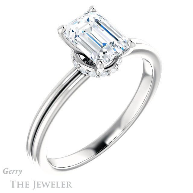 Emerald Cut Forever Brilliant Moissanite Engagement Ring #GTJ924-emerald-fb-w