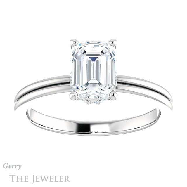 Emerald Cut Forever Brilliant Moissanite Engagement Ring #GTJ924-emerald-fb-w