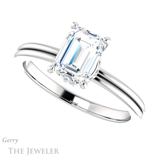 Emerald Cut Forever Brilliant Moissanite Engagement Ring #GTJ924-emerald-fb-w