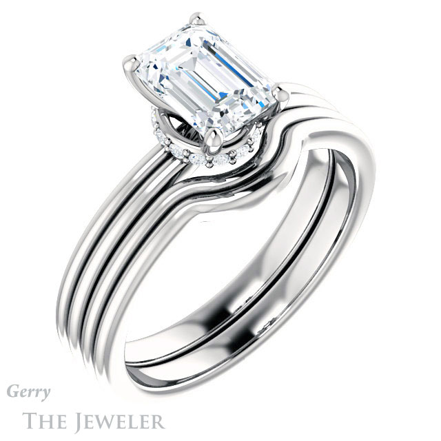 Emerald Cut Forever Brilliant Moissanite Engagement Ring #GTJ924-emerald-fb-w