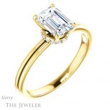 Emerald Cut Forever One Moissanite Engagement Ring #GTJ924-emerald-fb-y 4 Emerald Cut Forever Brilliant Moissanite Engagement Ring #GTJ924-emerald-fb-y