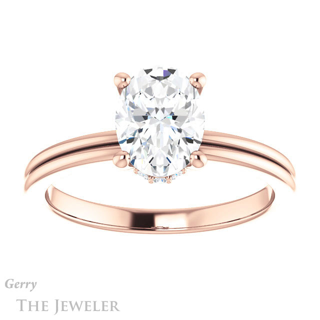 Oval Shaped Forever One Moissanite Engagement Ring #GTJ924-oval-fo-r