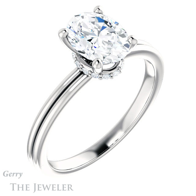 Oval Shaped Forever One Moissanite Engagement Ring #GTJ924-oval-fo-w