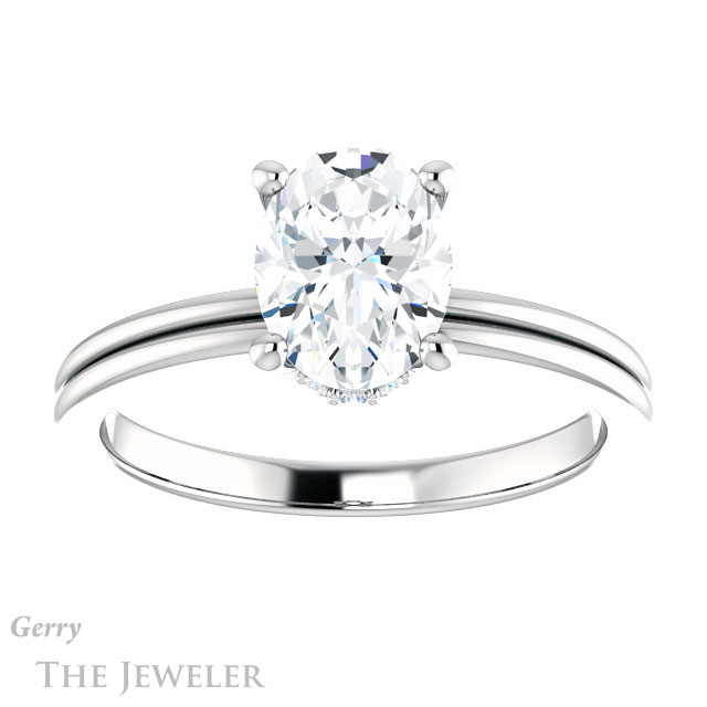 Oval Shaped Forever One Moissanite Engagement Ring #GTJ924-oval-fo-w