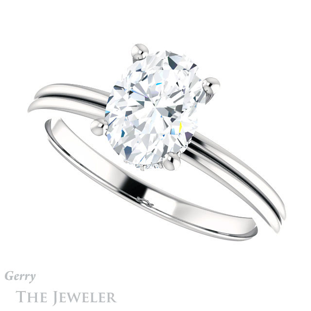 Oval Shaped Forever One Moissanite Engagement Ring #GTJ924-oval-fo-w