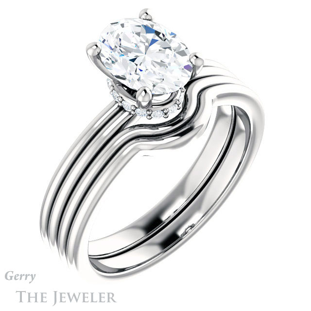 Oval Shaped Forever One Moissanite Engagement Ring #GTJ924-oval-fo-w