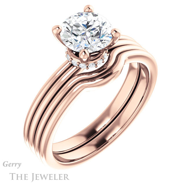 Round Cut Forever One Moissanite Engagement Ring #GTJ924-round-fo-r 6 Round Cut Forever One Moissanite Engagement Ring #GTJ924-round-fo-r