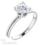 Round Cut Forever One Moissanite Engagement Ring #GTJ924-round-fo-w 4 Round Cut Forever One Moissanite Engagement Ring #GTJ924-round-fo-w