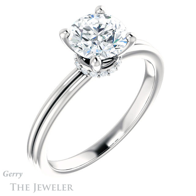 Round Cut Forever One Moissanite Engagement Ring #GTJ924-round-fo-w 4 Round Cut Forever One Moissanite Engagement Ring #GTJ924-round-fo-w