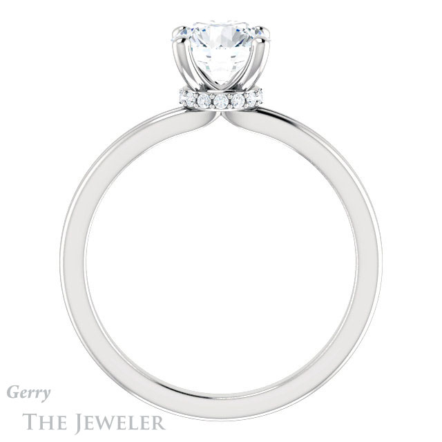 Round Cut Forever One Moissanite Engagement Ring #GTJ924-round-fo-w