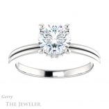 Round Cut Forever One Moissanite Engagement Ring #GTJ924-round-fo-w 1 Round Cut Forever One Moissanite Engagement Ring #GTJ924-round-fo-w