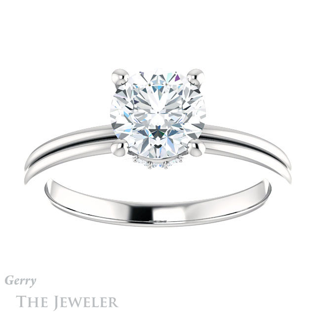 Round Cut Forever One Moissanite Engagement Ring #GTJ924-round-fo-w