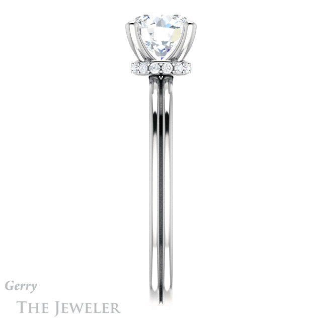 Round Cut Forever One Moissanite Engagement Ring #GTJ924-round-fo-w 3 Round Cut Forever One Moissanite Engagement Ring #GTJ924-round-fo-w