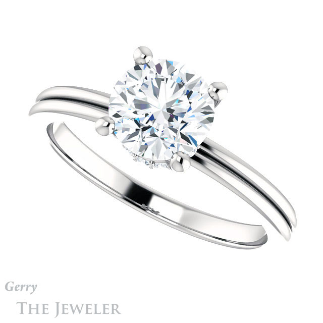 Round Cut Forever One Moissanite Engagement Ring #GTJ924-round-fo-w 5 Round Cut Forever One Moissanite Engagement Ring #GTJ924-round-fo-w
