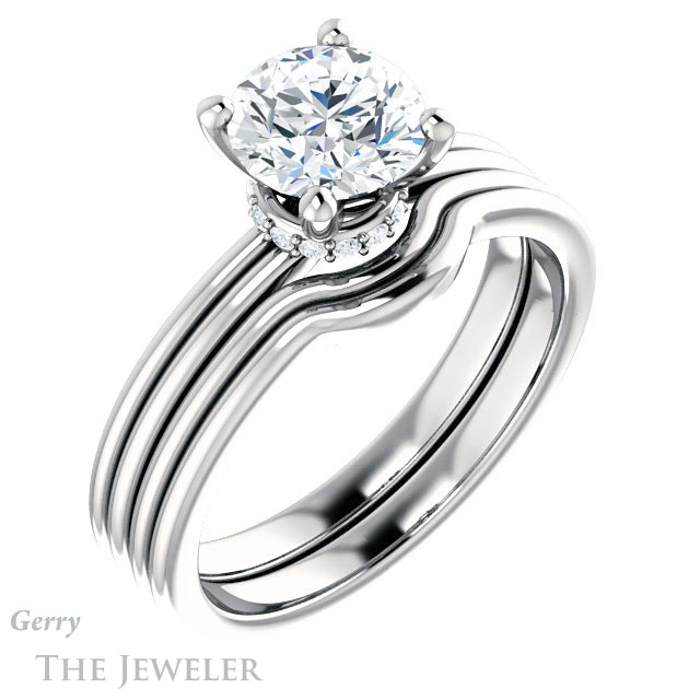 Round Cut Forever One Moissanite Engagement Ring #GTJ924-round-fo-w 6 Round Cut Forever One Moissanite Engagement Ring #GTJ924-round-fo-w