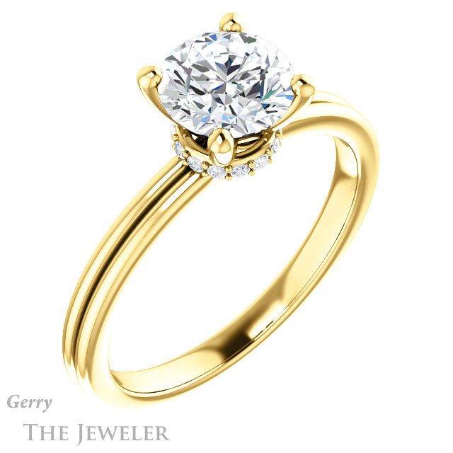 Round Cut Forever One Moissanite Engagement Ring #GTJ924-round-fo-y 4 Round Cut Forever One Moissanite Engagement Ring #GTJ924-round-fo-y