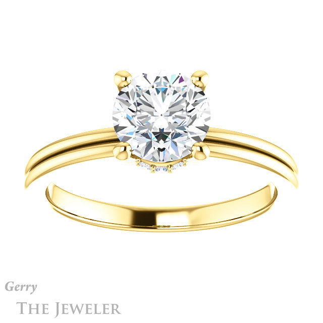 Round Cut Forever One Moissanite Engagement Ring #GTJ924-round-fo-y 1 Round Cut Forever One Moissanite Engagement Ring #GTJ924-round-fo-y