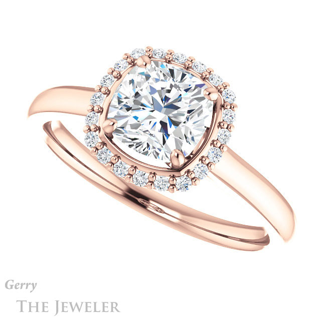 Cushion Cut Forever One Moissanite Engagement Ring #GTJ925-cushion-fo-r