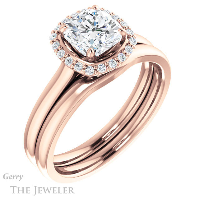 Cushion Cut Forever One Moissanite Engagement Ring #GTJ925-cushion-fo-r