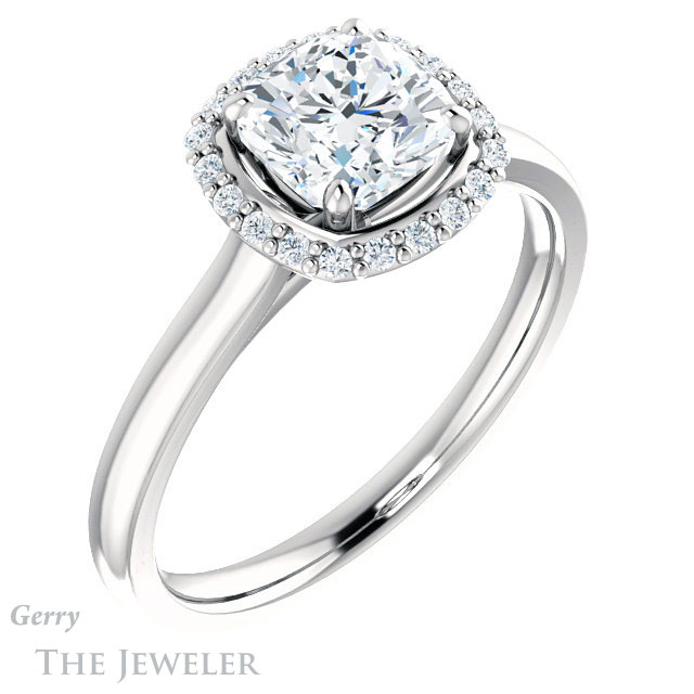 Cushion Cut Forever One Moissanite Engagement Ring #GTJ925-cushion-fo-w