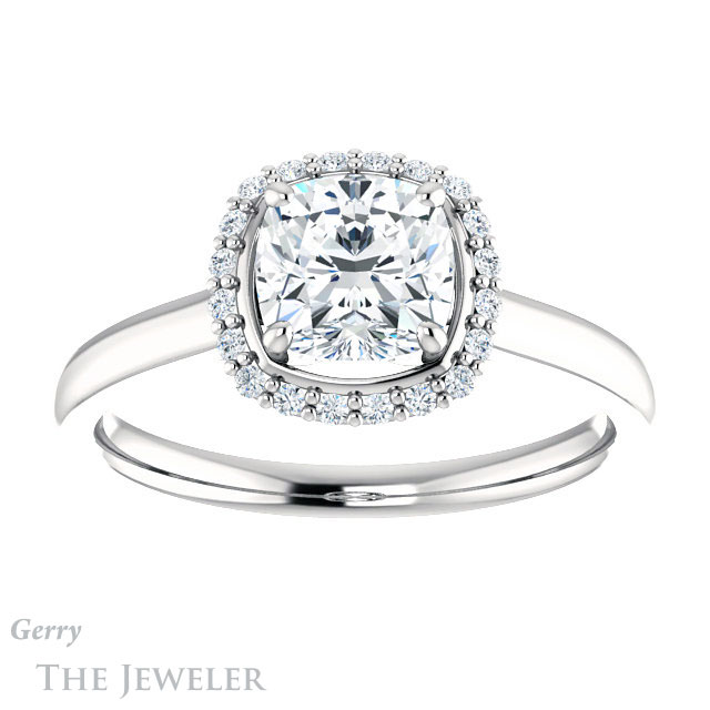 Cushion Cut Forever One Moissanite Engagement Ring #GTJ925-cushion-fo-w