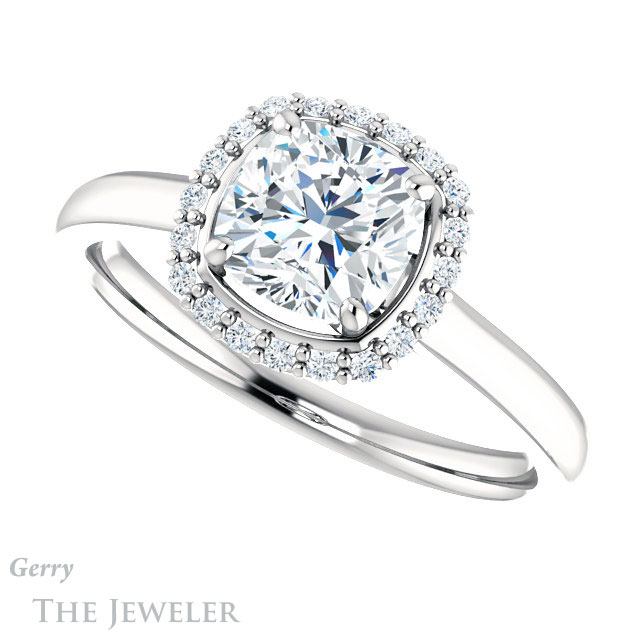 Cushion Cut Forever One Moissanite Engagement Ring #GTJ925-cushion-fo-w