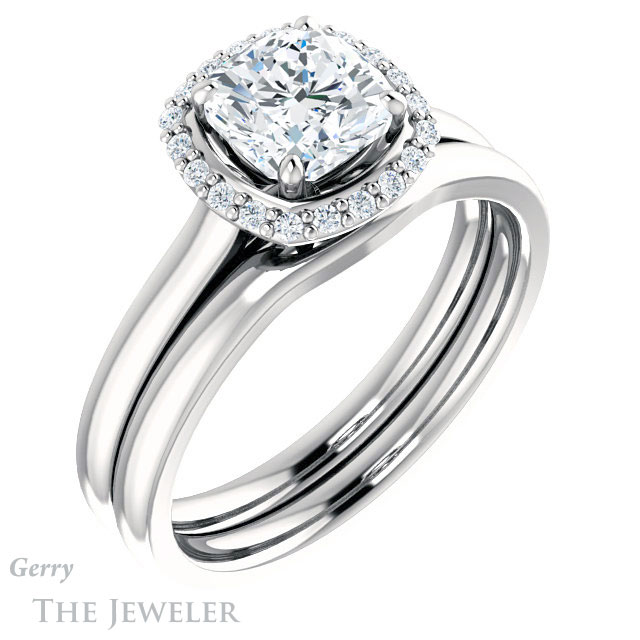 Cushion Cut Forever One Moissanite Engagement Ring #GTJ925-cushion-fo-w