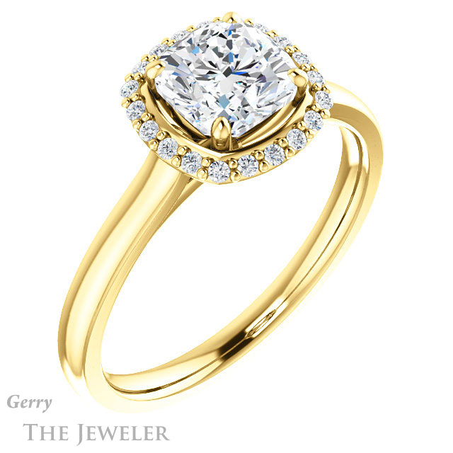 Cushion Cut Forever One Moissanite Engagement Ring #GTJ925-cushion-fo-y