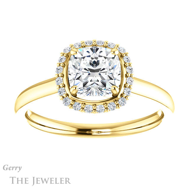 Cushion Cut Forever One Moissanite Engagement Ring #GTJ925-cushion-fo-y