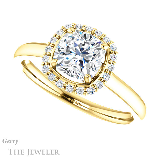 Cushion Cut Forever One Moissanite Engagement Ring #GTJ925-cushion-fo-y