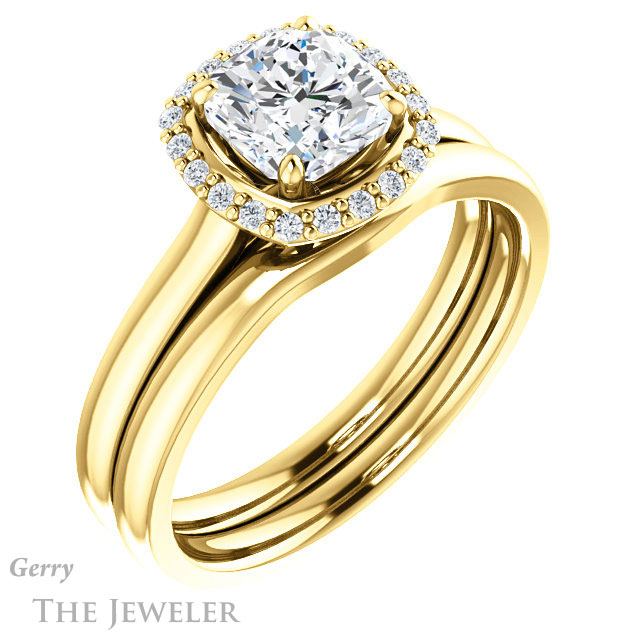 Cushion Cut Forever One Moissanite Engagement Ring #GTJ925-cushion-fo-y