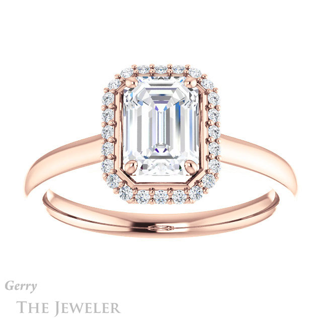 Emerald Cut Forever Brilliant Moissanite Engagement Ring #GTJ925-emerald-fb-r