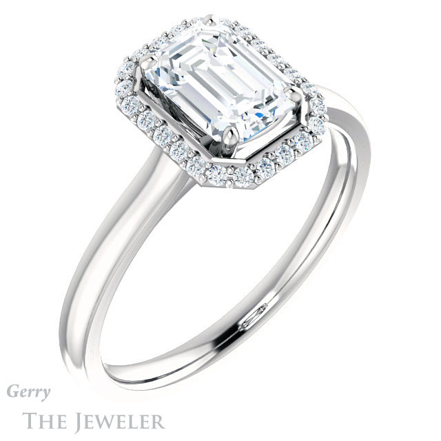 Emerald Cut Forever Brilliant Moissanite Engagement Ring #GTJ925-emerald-fb-w