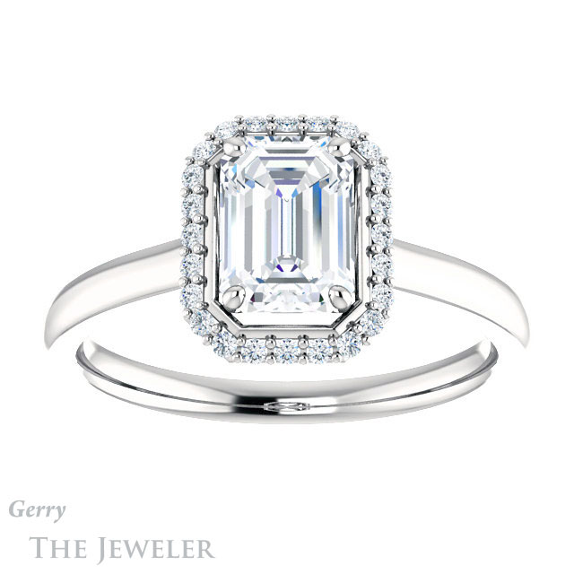 Emerald Cut Forever Brilliant Moissanite Engagement Ring #GTJ925-emerald-fb-w