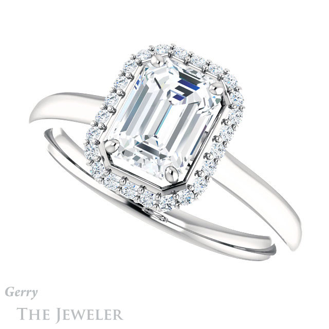 Emerald Cut Forever Brilliant Moissanite Engagement Ring #GTJ925-emerald-fb-w
