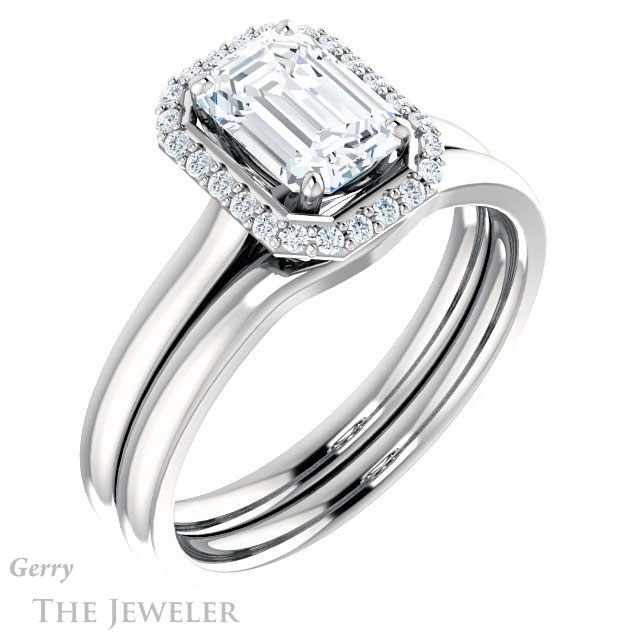 Emerald Cut Forever Brilliant Moissanite Engagement Ring #GTJ925-emerald-fb-w