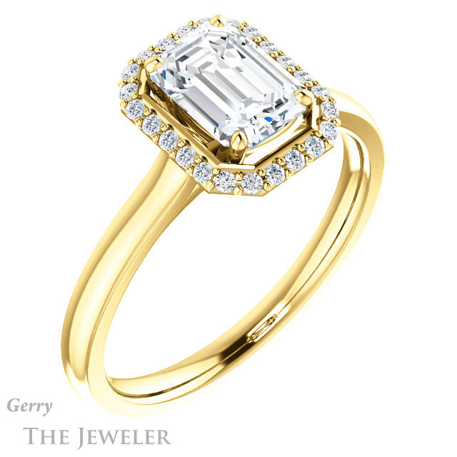 Emerald Cut Forever Brilliant Moissanite Engagement Ring #GTJ925-emerald-fb-y
