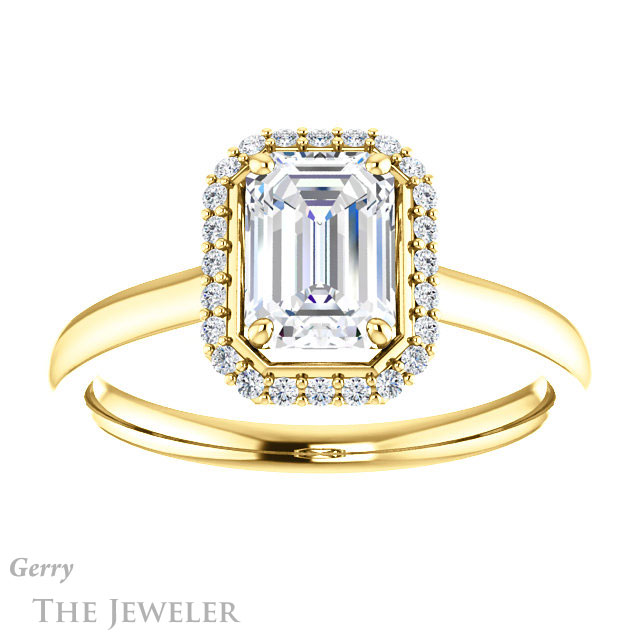 Emerald Cut Forever Brilliant Moissanite Engagement Ring #GTJ925-emerald-fb-y
