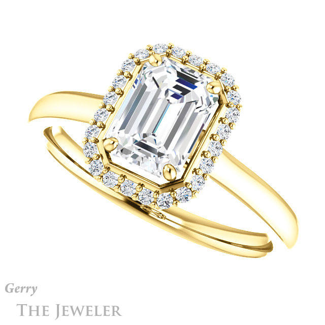 Emerald Cut Forever Brilliant Moissanite Engagement Ring #GTJ925-emerald-fb-y