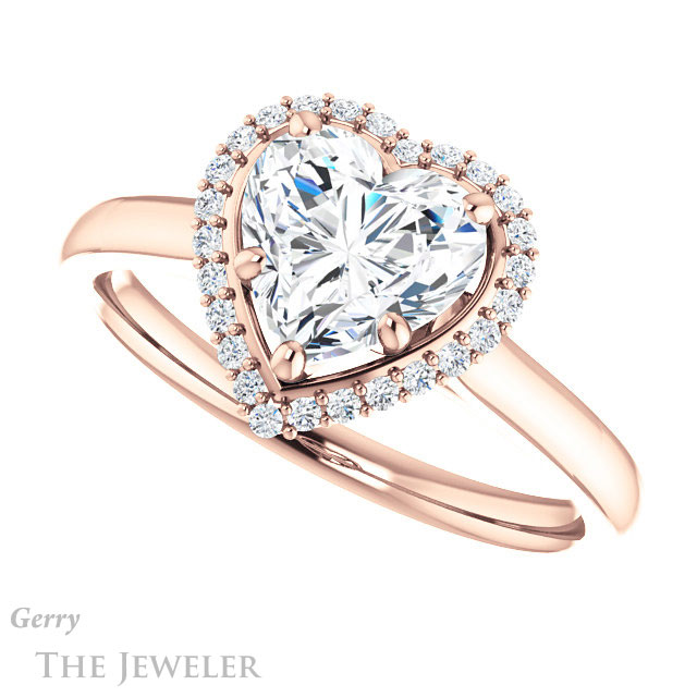 Heart Shaped Forever Brilliant Moissanite Engagement Ring #GTJ925-heart-fb-r