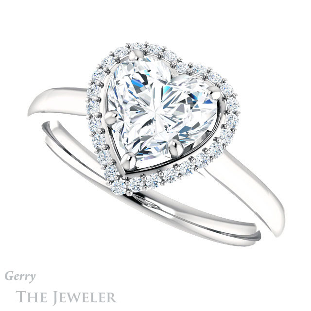 Heart Shaped Forever Brilliant Moissanite Engagement Ring #GTJ925-heart-fb-w