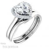 Heart Shaped Forever Brilliant Moissanite Engagement Ring #GTJ925-heart-fb-w