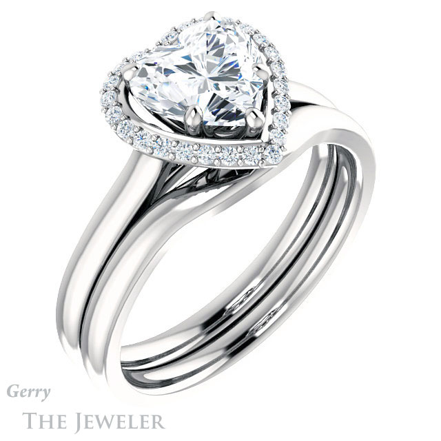 Heart Shaped Forever Brilliant Moissanite Engagement Ring #GTJ925-heart-fb-w