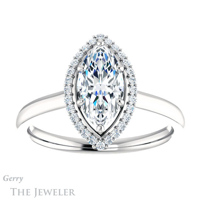 Marquise Cut Forever Brilliant Moissanite Engagement Ring #GTJ925-marquise-fb-w
