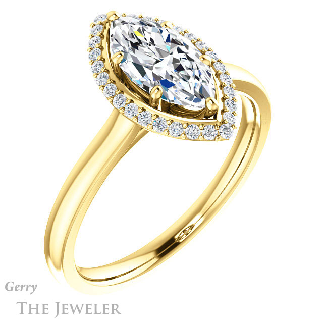 Marquise Cut Forever Brilliant Moissanite Engagement Ring #GTJ925-marquise-fb-y