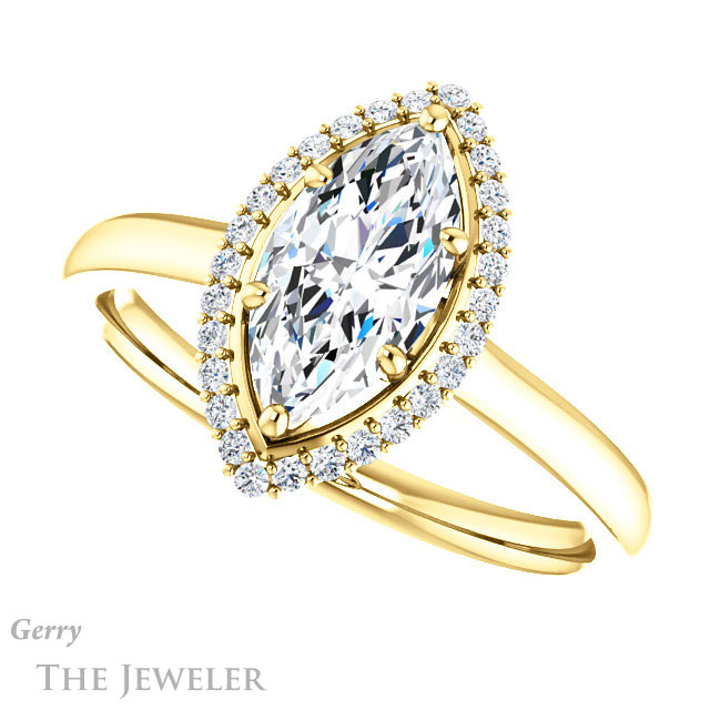Marquise Cut Forever Brilliant Moissanite Engagement Ring #GTJ925-marquise-fb-y